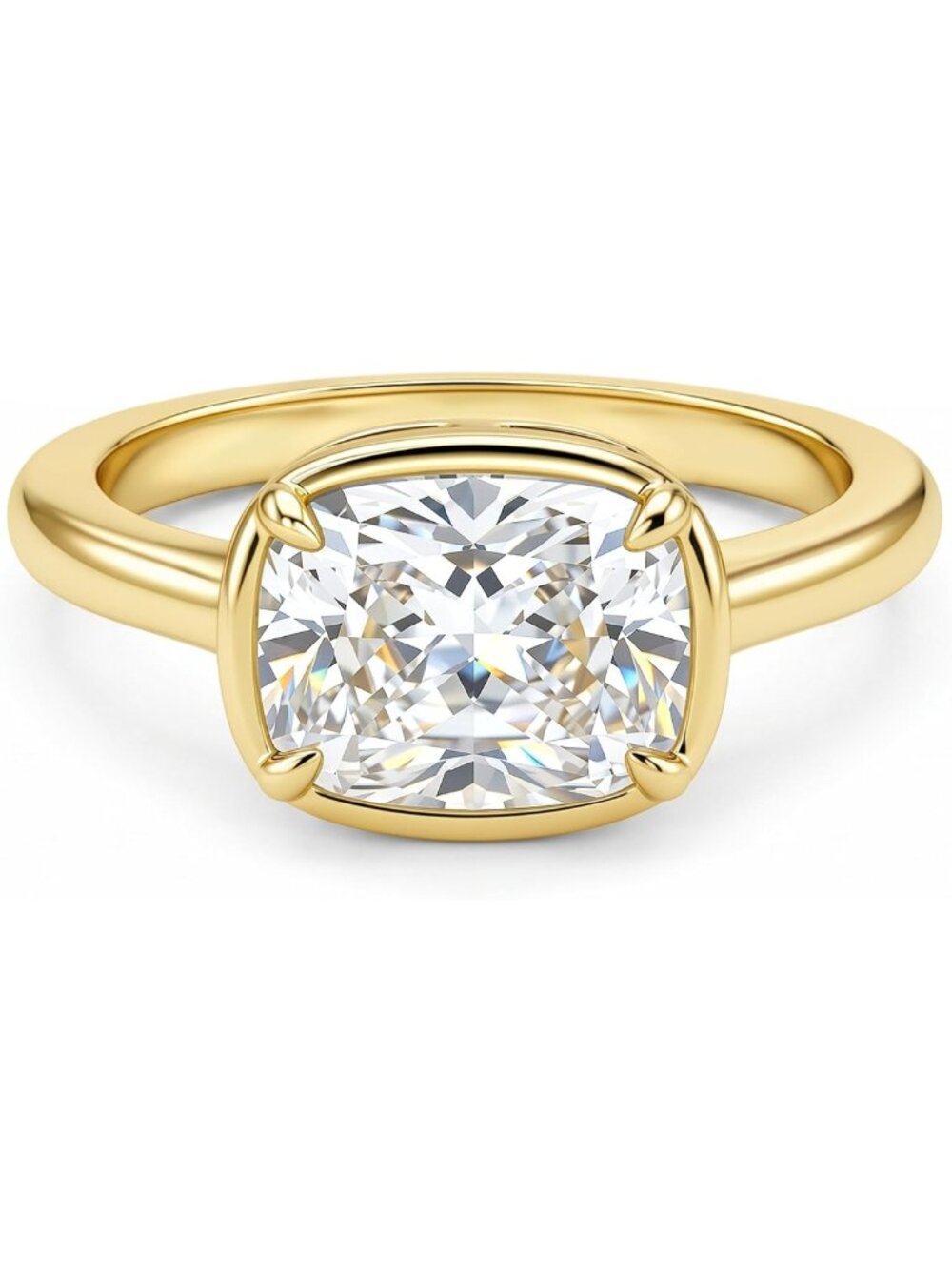 3CT Elongated Cushion Cut Engagement Ring for Women - East West Style, Travel
